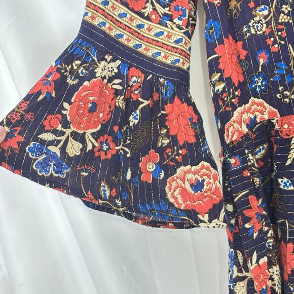 Anthropologie Eri +Ali Tiffany Floral Swing Dress Small | Boho Tiered Mini Dress - Picture 5 of 7